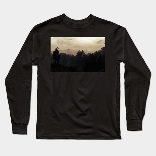 Sunset over Velen Long Sleeve T-Shirt by zody